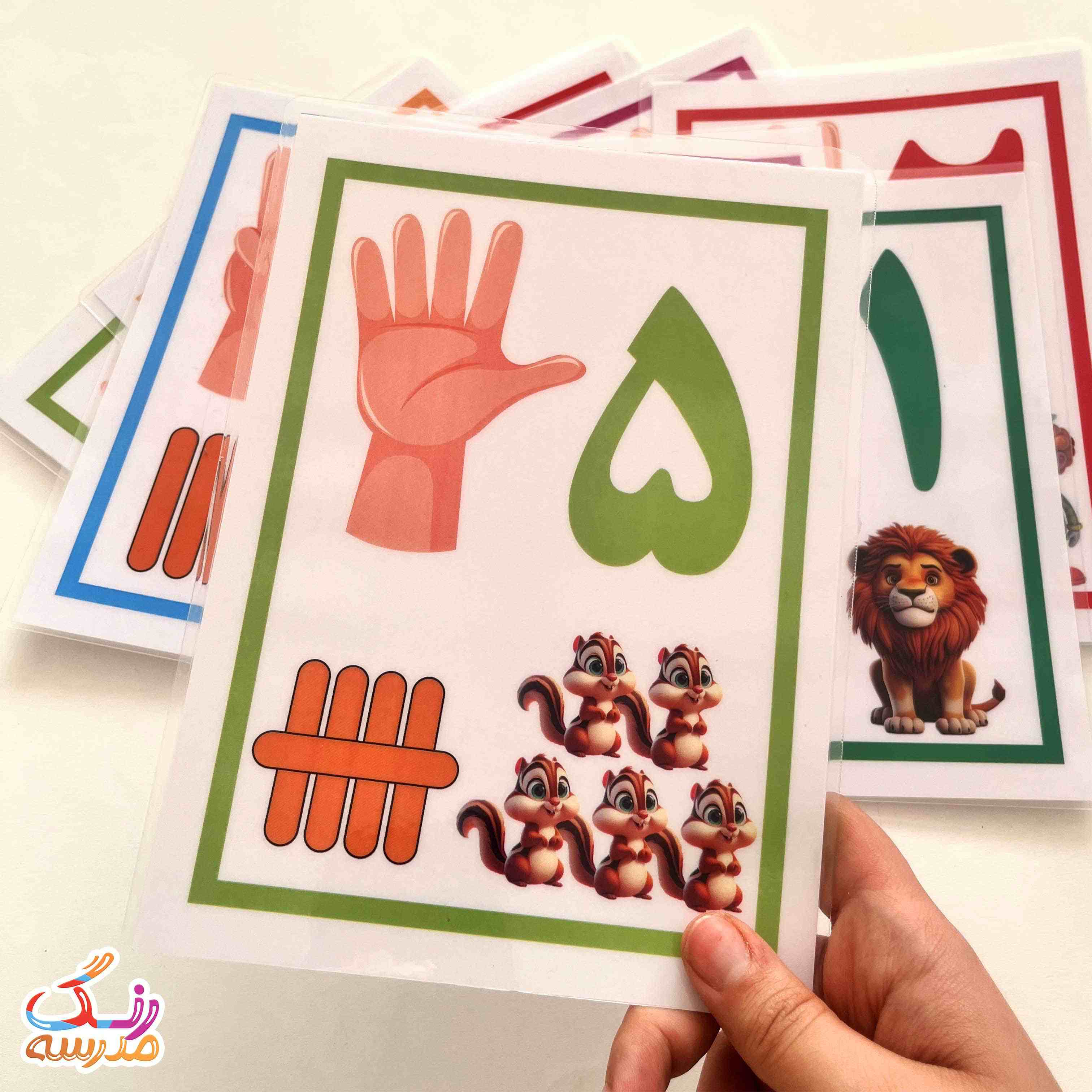 کارت اعداد با شکل و چوب خط