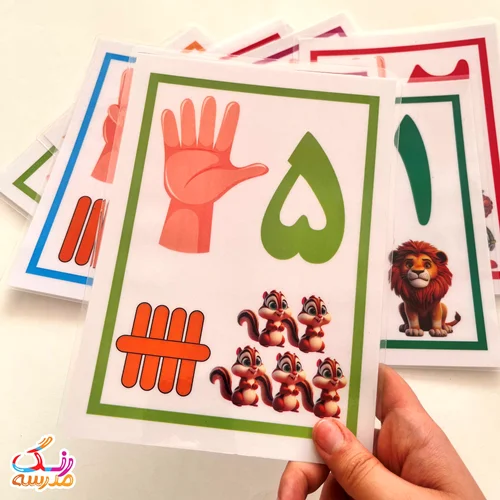 کارت اعداد با شکل و چوب خط